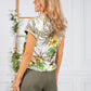 LEAF PRINT TOP WITH STUD DETAIL IN KHAKI