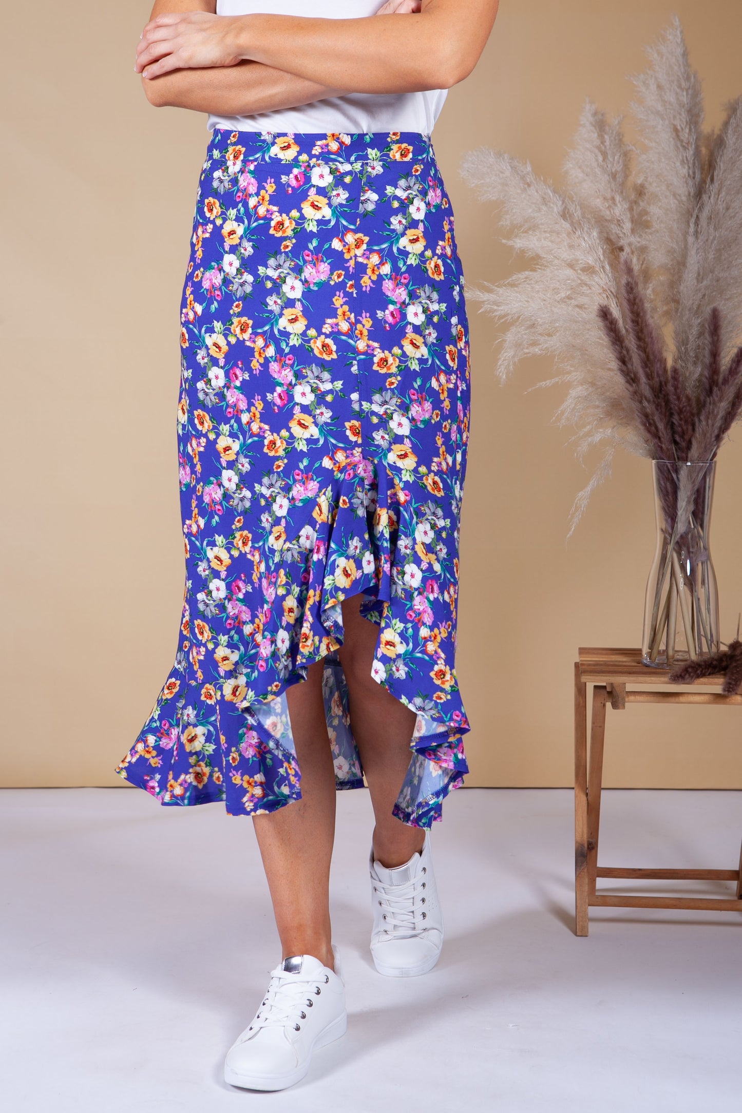 Forget Me Not Floral Print Skirt in Violet