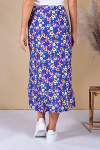 Forget Me Not Floral Print Skirt in Violet