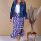 Forget Me Not Floral Print Skirt in Violet