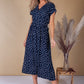 Faux Wrap Navy Polka Dot Dress