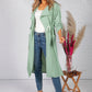 Pistachio Drawstring waterfall front scuba crepe jacket