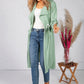 Pistachio Drawstring waterfall front scuba crepe jacket