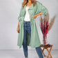 Pistachio Drawstring waterfall front scuba crepe jacket