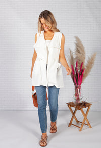 Off-White Drawstring waterfall front scuba crepe gilet