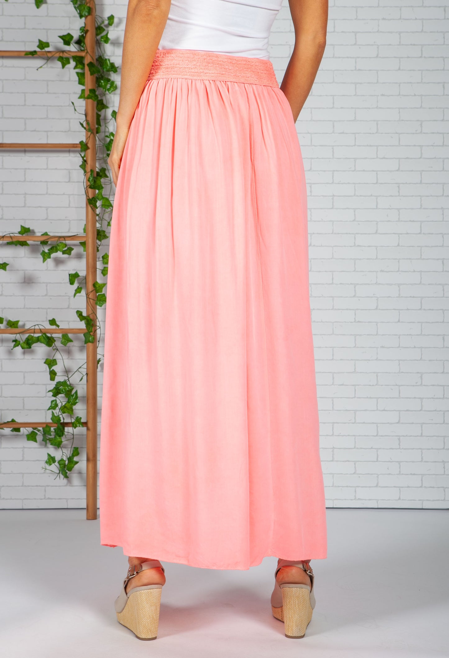 Bright Coral Maxi Skirt