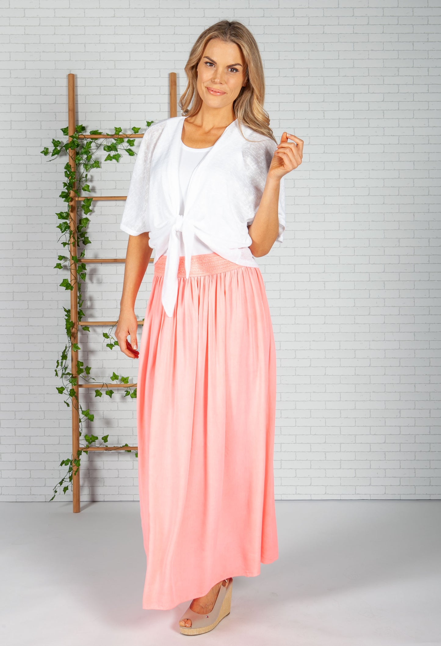 Bright Coral Maxi Skirt