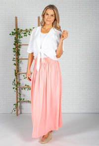 Bright Coral Maxi Skirt