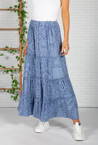 Blue Paisley Print Skirt