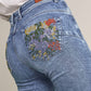 PUSH IN SECRET GLAMOUR CAPRI JEANS WITH EMBROIDERED DETAILS