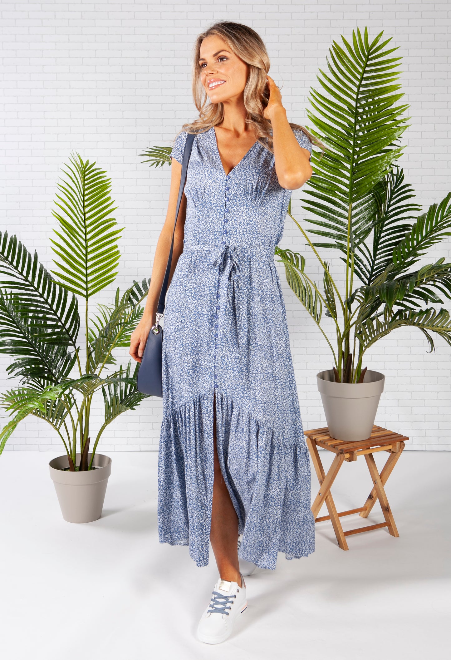 Printed Maxi Dress in Blue