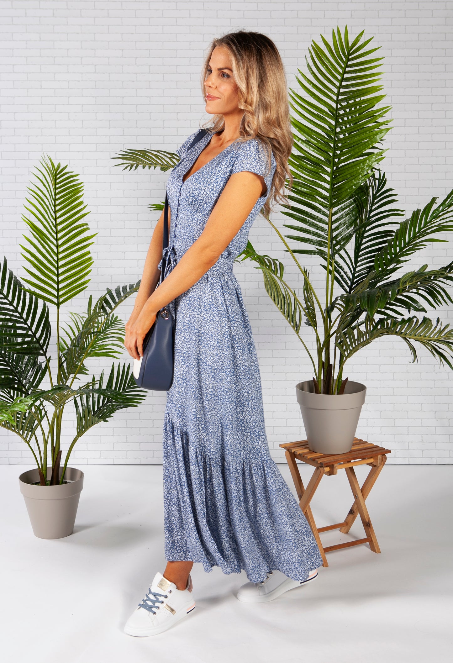 Printed Maxi Dress in Blue