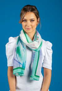 Light Green Large Floral Scarf