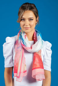 Pink Large Floral Print Scarf