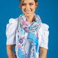 Floral Pop Print Scarf with Blue