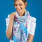 Floral Pop Print Scarf with Blue