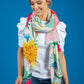 Floral Pop Print Scarf with Tassel Corners