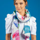 Floral and Palm Print Scarf with Tassel Corners