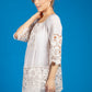 Lace Panel Relaxed Fit Blouse in Beige