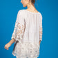 Lace Panel Relaxed Fit Blouse in Beige