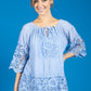 Lace panel Relaxed Fit Blouse in Faded Blue