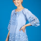 Lace panel Relaxed Fit Blouse in Faded Blue