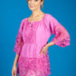 Lace Panel relaxed Fit Blouse in Fuchsia