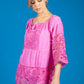 Lace Panel relaxed Fit Blouse in Fuchsia