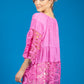 Lace Panel relaxed Fit Blouse in Fuchsia