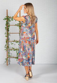 Tropic Print Dress in Navy