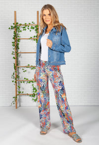 Tropic Print Trousers in Navy