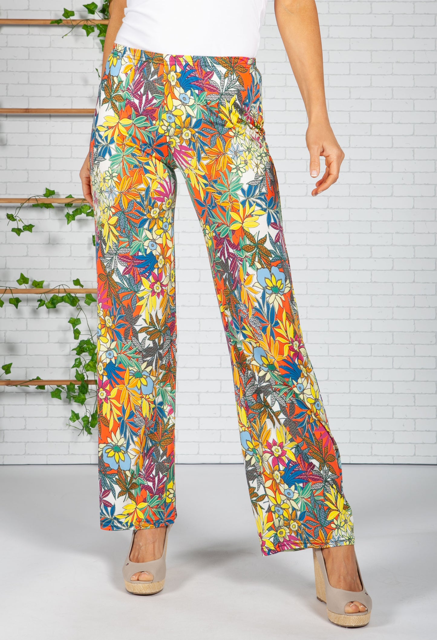 Tropic Print Trousers in White