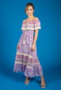 Bardot Floral Mix Dress in Lilac