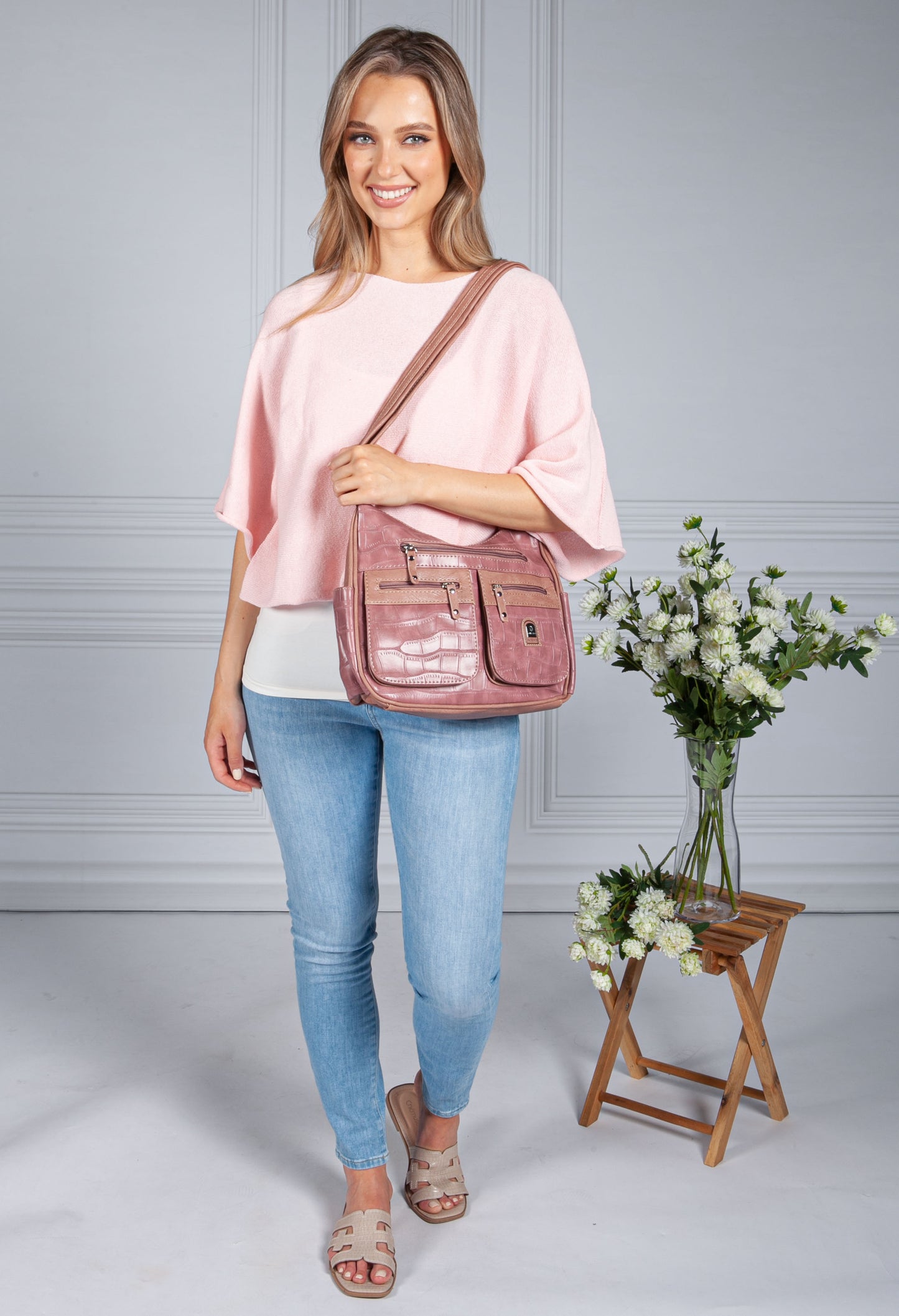 Two Tone Mauve Pocket Detail Bag