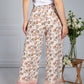 Vintage Floral Print Trousers in Cream