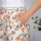 Vintage Floral Print Trousers in Cream