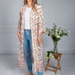 Vintage Floral Print Long Kimono Style Cardigan in Cream