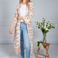 Vintage Floral Print Long Kimono Style Cardigan in Cream