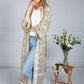 Vintage Floral Print Long Kimono Style Cardigan in Sage