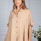 TAN OPTIC SHIRT COLLAR BLOUSE