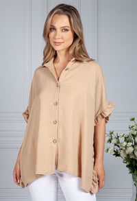 TAN OPTIC SHIRT COLLAR BLOUSE