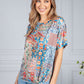 Silk Feel Kaleidoscope Print Top in Blue