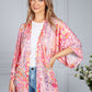 Silk Feel Kaleidoscope Print Cardigan in Pink