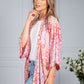 Silk Feel Kaleidoscope Print Cardigan in Pink