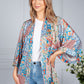 Silk Feel Kaleidoscope Print Cardigan in Blue