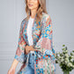 Silk Feel Kaleidoscope Print Cardigan in Blue