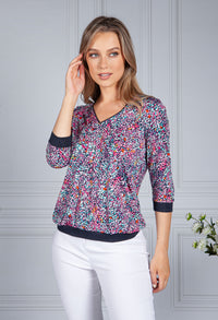 Multicolour V Neck Top