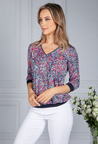 Multicolour V Neck Top