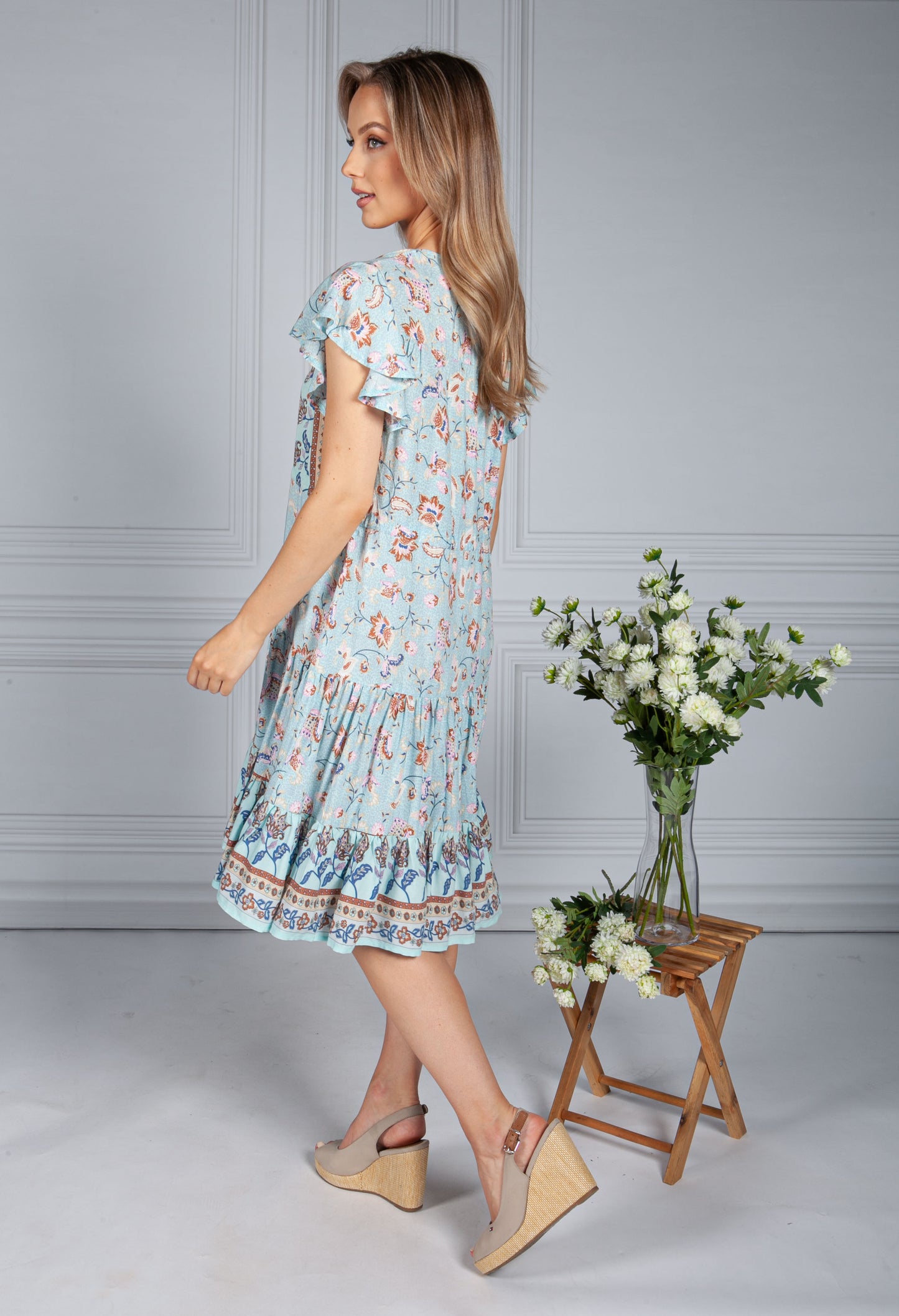 All The Blues Floral Dress