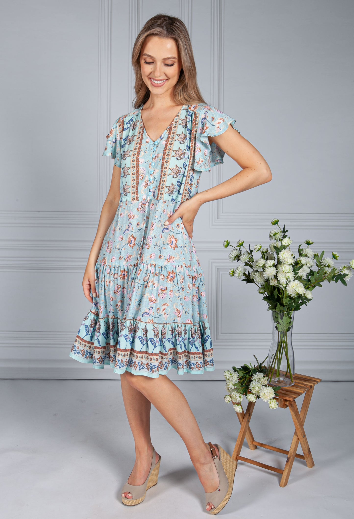 All The Blues Floral Dress